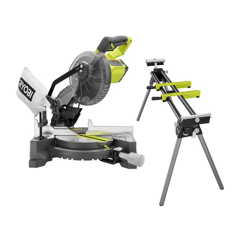 Sierra ingletadora compuesta RYOBI de 9 amperes y 7-1/4 pulgadas con QUICKSTAND universal - TS1144-A18MS01G.