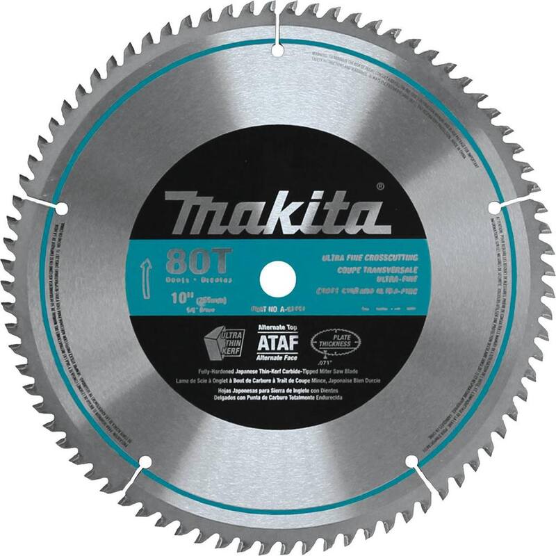 Sierra ingletadora compuesta de doble deslizamiento de 10 pulgadas de Makita con hoja de sierra ingletadora de 10 pulgadas x 80T micro-pulida - LS1018A-93681