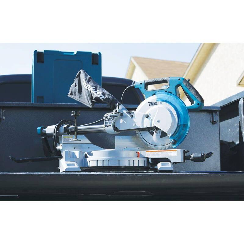 Sierra ingletadora compuesta de doble deslizamiento de 10 pulgadas de Makita con hoja de sierra ingletadora de 10 pulgadas x 80T micro-pulida - LS1018A-93681