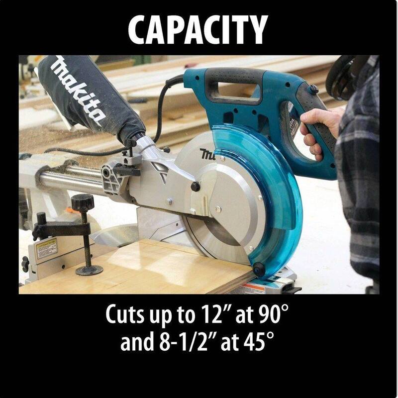 Sierra ingletadora compuesta de doble deslizamiento de 10 pulgadas de Makita con hoja de sierra ingletadora de 10 pulgadas x 80T micro-pulida - LS1018A-93681