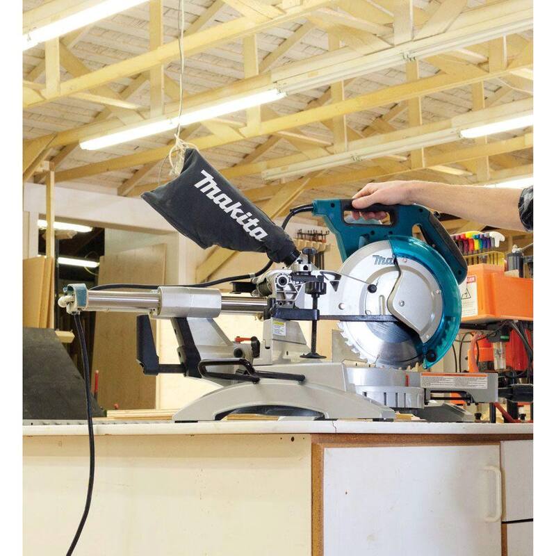 Sierra ingletadora compuesta de doble deslizamiento de 10 pulgadas de Makita con hoja de sierra ingletadora de 10 pulgadas x 80T micro-pulida - LS1018A-93681