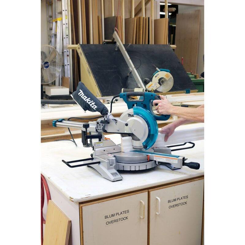 Sierra ingletadora compuesta de doble deslizamiento de 10 pulgadas de Makita con hoja de sierra ingletadora de 10 pulgadas x 80T micro-pulida - LS1018A-93681