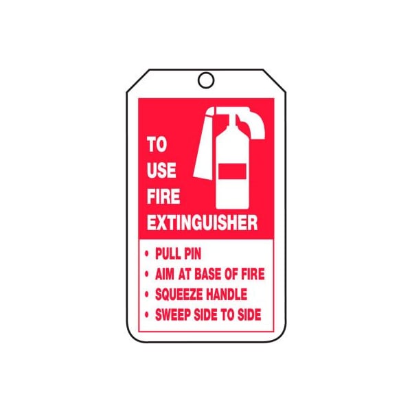 Accuform Accuform Extingusiher Tag, To Use Fire Extinguisher Tag, PF-Cardstock, 25/Pack - TRS218PTP