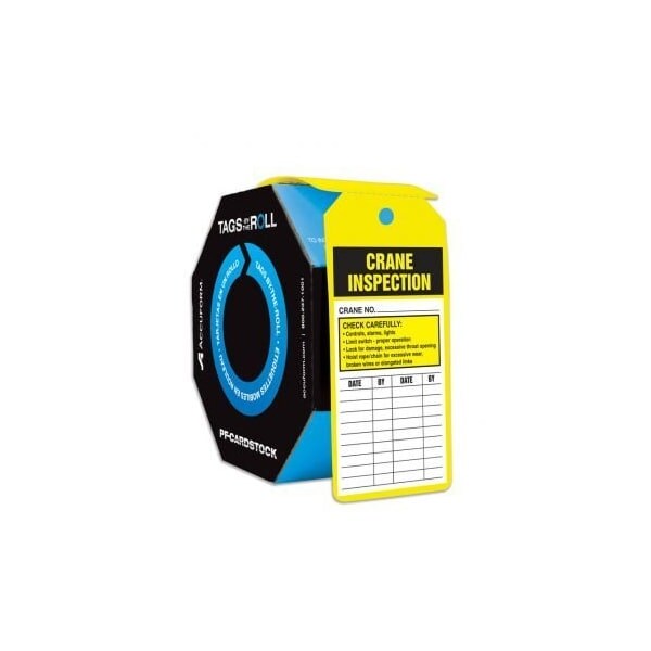 Accuform Tags By-The-Roll, Crane Inspection, PF-Cardstock, 250/Rl - TAR727