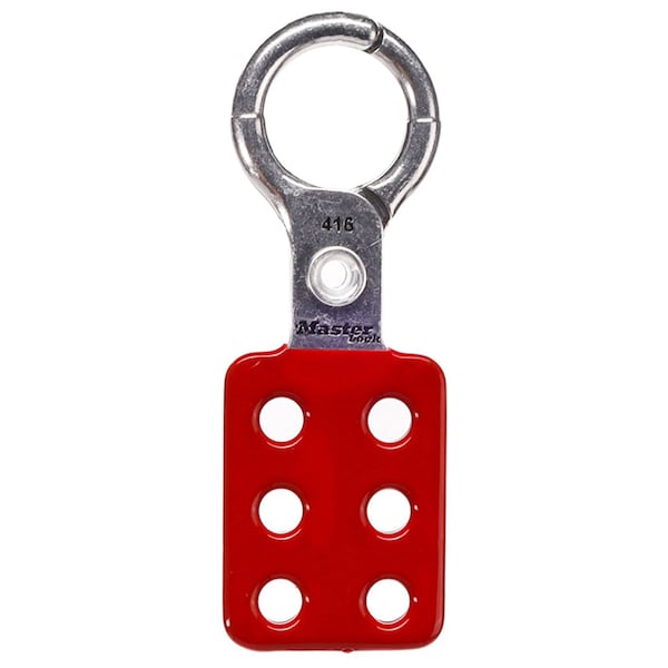 Master Lock Lockout Tagout Safety Hasp, Snap-On, 1 in Jaw Clearance, Aluminum, Red - 416