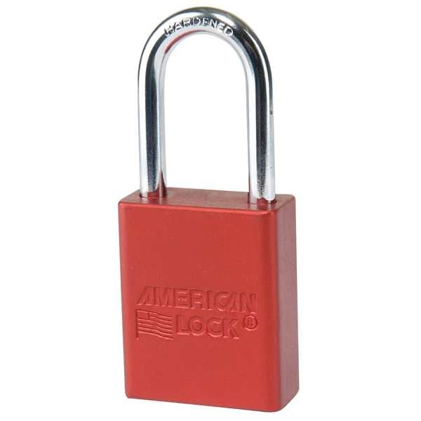 American Lock Lockout Padlock, Keyed Different, Anodized Aluminum, 1 1/2 in Shackle, Includes 2 Keys, Blue - A1106BLU