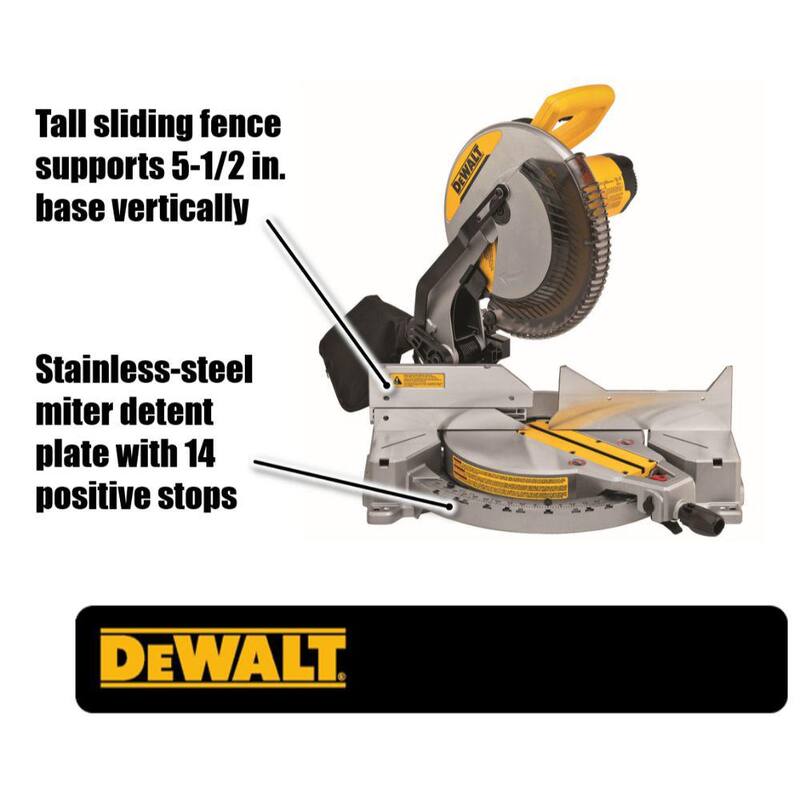 Sierra ingleteadora compuesta DEWALT de 15 amperes y 12 pulgadas con bisel simple, con cuchilla de sierra ingleteadora de 12 pulgadas de 32 dientes y 80 dientes (paquete de 2) - DWS715WDW3128P5