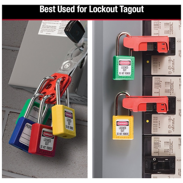 Master Lock Zenex Thermoplastic Safety Padlock, 1-1/2 in Wide with 1-1/2 in Tall Shackle, Yellow - 410YLW
