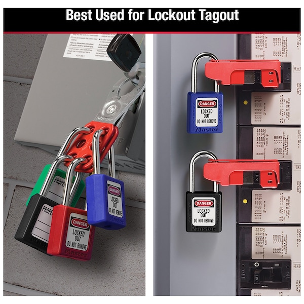 Master Lock Zenex Thermoplastic Safety Padlock, 1-1/2 in Wide with 1-1/2 in Shackle, Blue - 410BLU