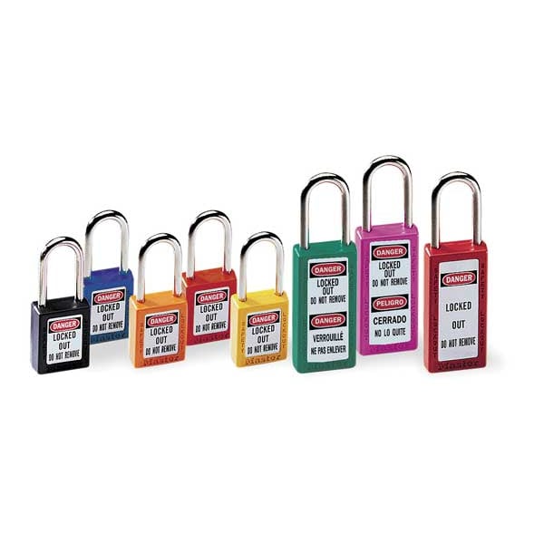 Master Lock Zenex Thermoplastic Safety Padlock, 1-1/2 in Wide with 1-1/2 in Shackle, Blue - 410BLU