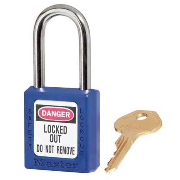 Master Lock Zenex Thermoplastic Safety Padlock, 1-1/2 in Wide with 1-1/2 in Shackle, Blue - 410BLU