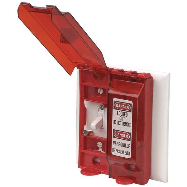 Master Lock Wall Switch Lockout, For Paddle/Toggle Switch Type, 5/16 in Padlock Shackle Diameter, Red - 496B