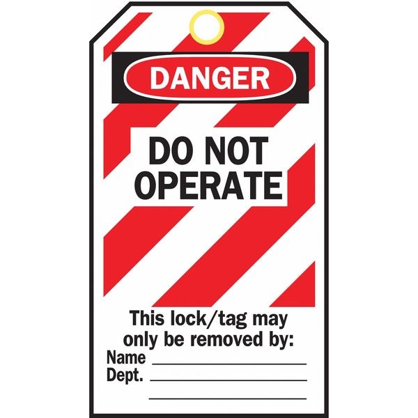 Brady Danger Tag, Danger - Do Not Operate, Polyester, Write-On Surface, 5 3/4 in High, 3 in Wide, 25 Pack - 65520