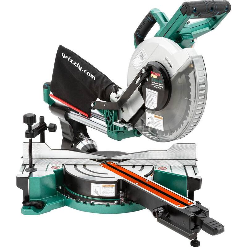 Sierra ingletadora compuesta deslizante de doble bisel Grizzly PRO de 10 pulgadas - T31634