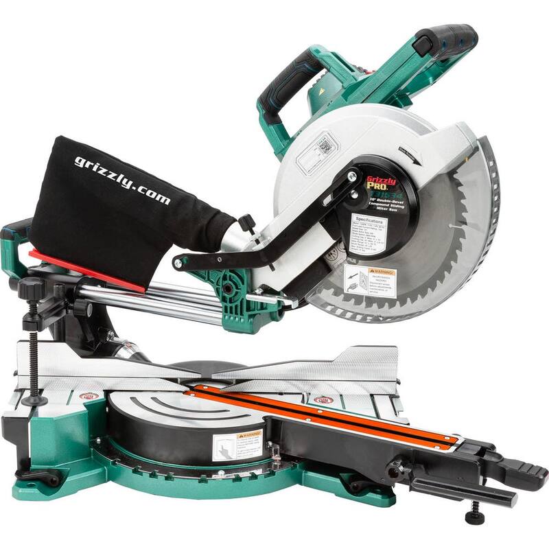 Sierra ingletadora compuesta deslizante de doble bisel Grizzly PRO de 10 pulgadas - T31634