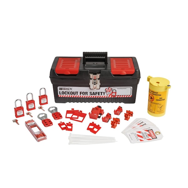 Brady Lockout Kit, 11 Lockouts, 10 Tags, Black - 153670
