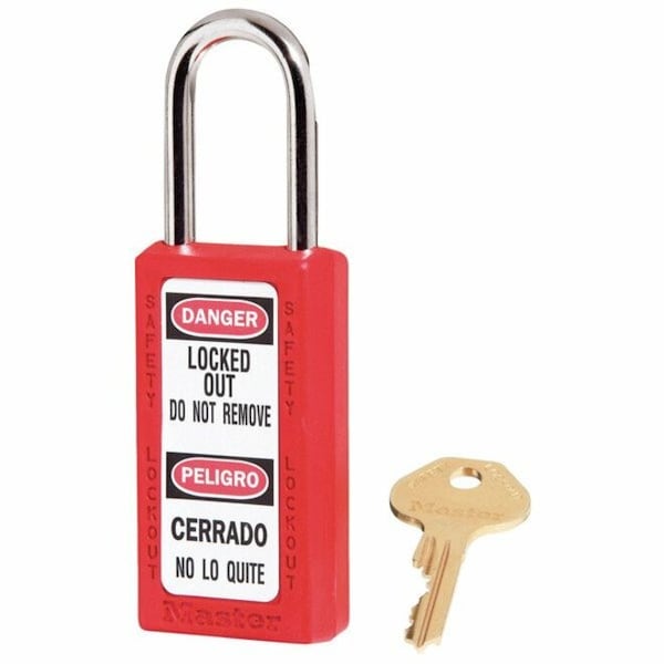 Master Lock Zenex Thermoplastic Safety Padlock, 3 in H, 1-1/2 in Wide with 1-1/2 in H Shackle, Red - 411RED