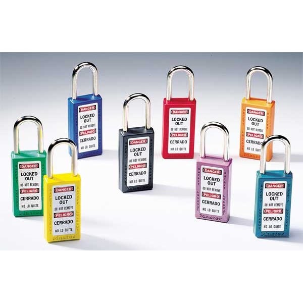 Master Lock Zenex Thermoplastic Safety Padlock, 3 in H, 1-1/2 in Wide with 1-1/2 in H Shackle, Red - 411RED