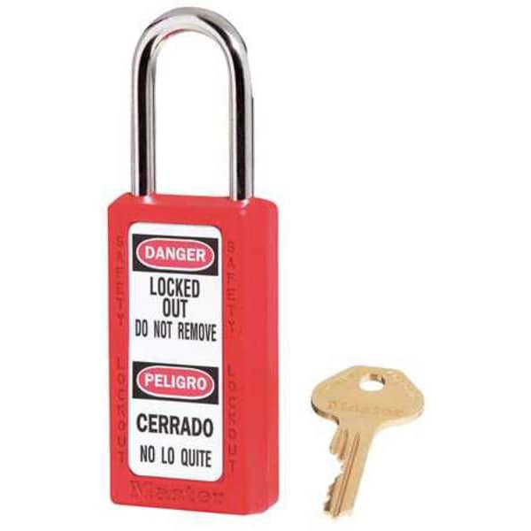 Master Lock Zenex Thermoplastic Safety Padlock, 3 in H, 1-1/2 in Wide with 1-1/2 in H Shackle, Red - 411RED