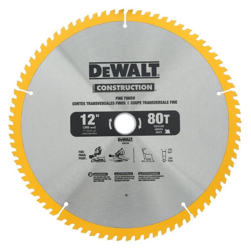 Sierra ingleteadora DEWALT de 15 amperes con bisel simple compuesto de 12 pulgadas y hoja para sierra ingleteadora de 12 pulgadas (Paquete de 4) - DWS715W3128P5X2