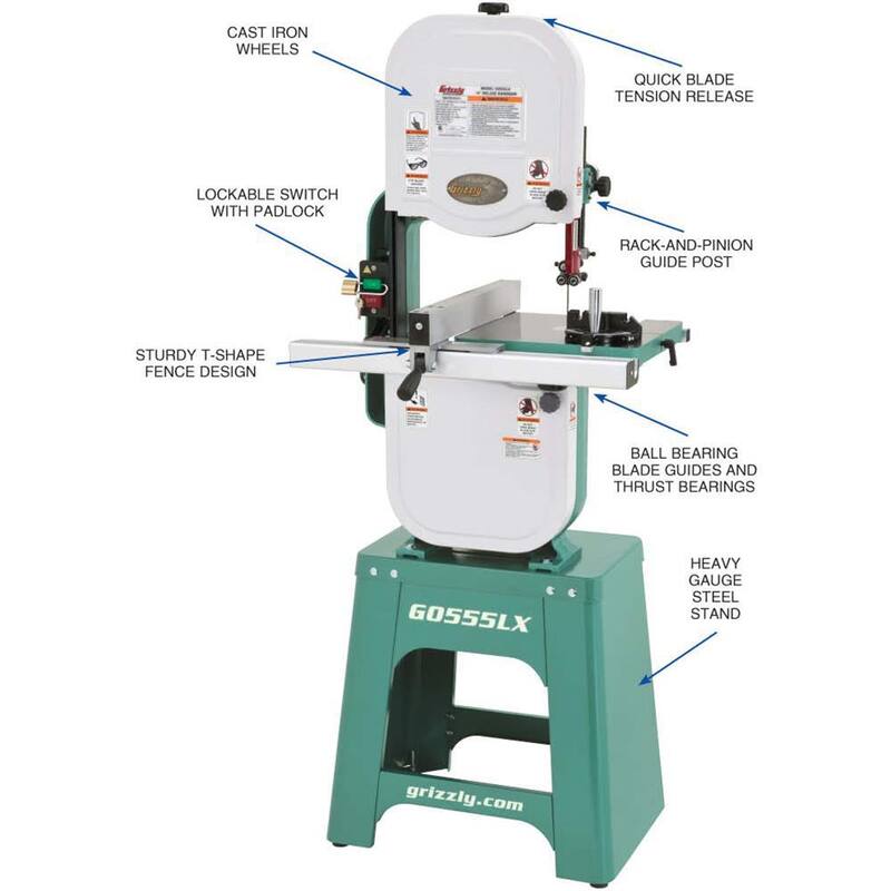 Si_el_producto_no_es_uno_azul_Puede_traducir_el_nombre_de_marca='', Industrial Grizzly 14 pulgadas 1 HP Sierra de cinta Deluxe - G0555LX