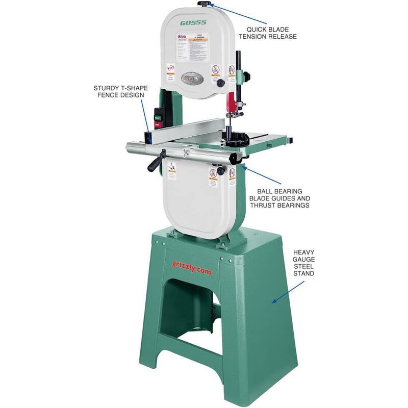 Si no se debe traducir la marca del producto, el título quedaría de la siguiente manera:

Grizzly Industrial 14 in. 1 HP Bandsaw - G0555