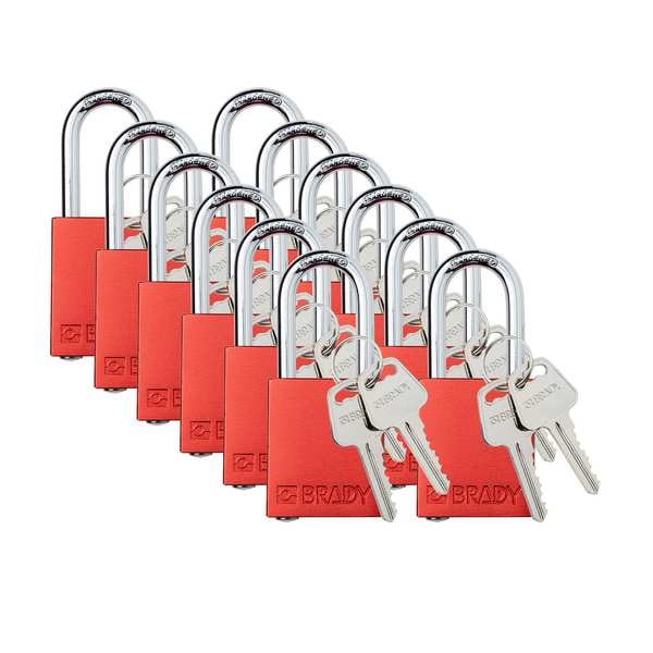 Brady Padlock, 6 Pins, Red, PK12 - SDAL-RED-38ST-KA12