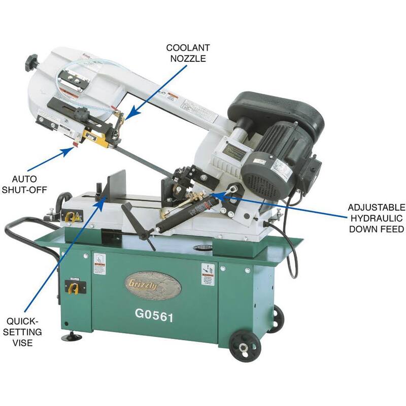 Sierra de cinta para corte de metal de 7 pulgadas x 12 pulgadas, 1 HP - G0561 de Grizzly Industrial