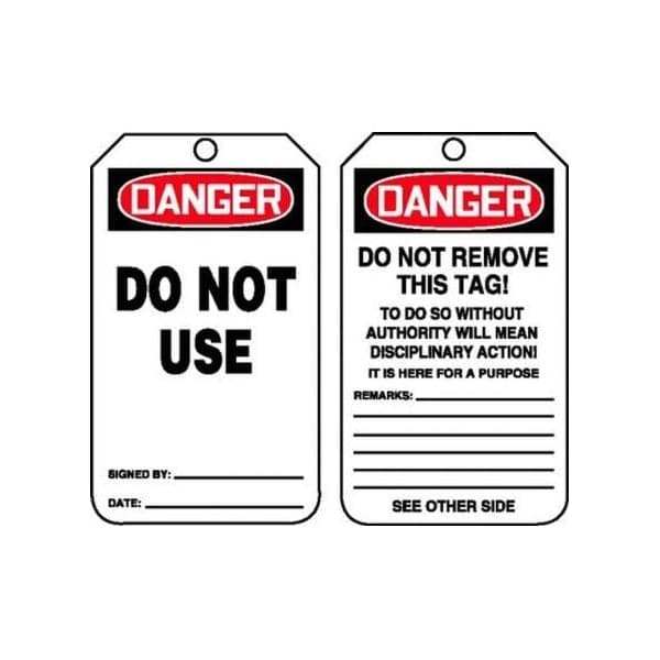 Accuform Safety Tags, DANGER DO NOT USE, 5.75in x 3.25in, RP-Plastic, 25PK - MDT106PTP