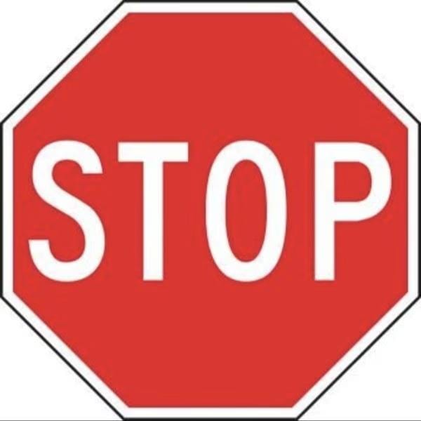 Accuform Safety Sign, Octagon, Text Legend, Legend STOP, 4 mil Adhesive Vinyl, 12 in Width - MVHR471VS