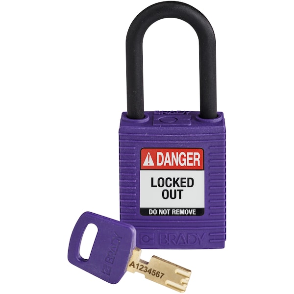 Brady Safekey Lockout Padlock Nylon Purple 1.5" Plasti - NYL-PRP-38PL-KD