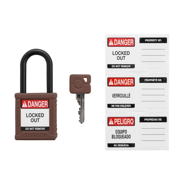 Brady Velocity Lockout Padlocks Nylon 1.5in Clearance KA Plastic Shackle Brown 6PK - SDPL-BRN-38PL-KA6