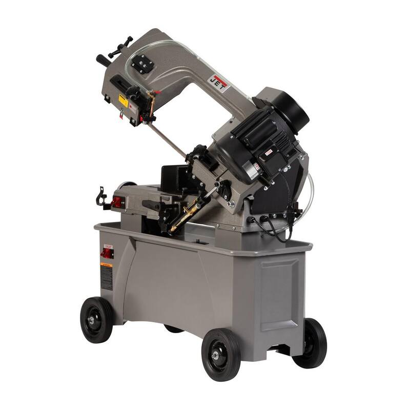 Sierra de cinta para trabajos metalúrgicos horizontal y vertical de 7 pulgadas x 12 pulgadas de 3/4HP con soporte cerrado, 4 velocidades, 115/230 voltios, HVBS-712 - 414559