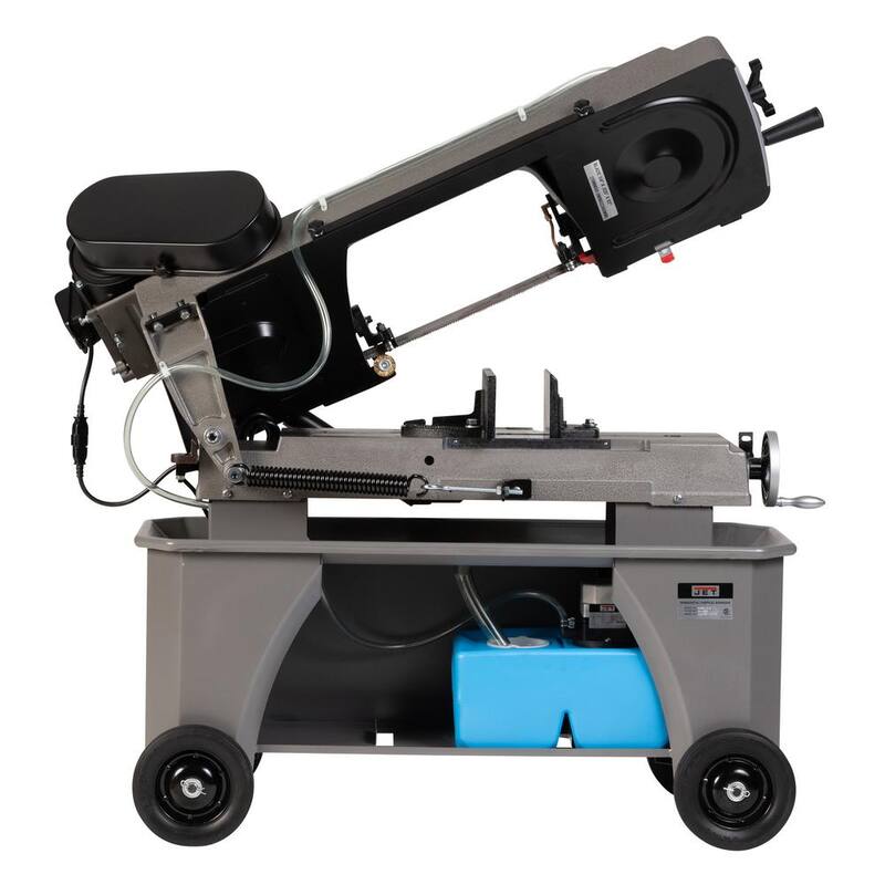 Sierra de cinta para trabajos metalúrgicos horizontal y vertical de 7 pulgadas x 12 pulgadas de 3/4HP con soporte cerrado, 4 velocidades, 115/230 voltios, HVBS-712 - 414559