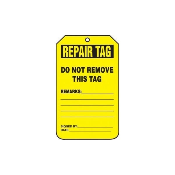 Accuform Safety Tags, REPAIR TAG DO NOT REMOVE, 5.75in x 3.25in, PF-Cardstock, 25PK - TRS246CTP