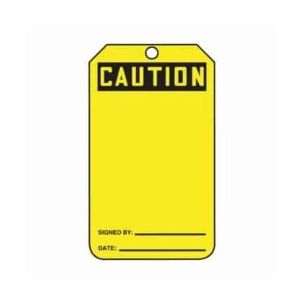 Accuform Safety Tags, CAUTION Blank, 5.75in x 3.25in, PF-Cardstock, 25PK - MDT612CTP