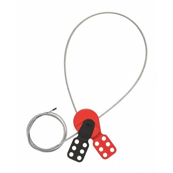 Zoro Select Lockout Cable, Black/Red, CoatSteel, 6 ft.L - 45NA03