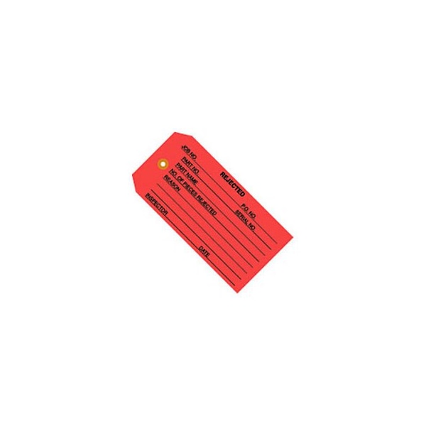 The Packaging Wholesalers Inspection Tags, "Rejected", #5, 4-3/4"L x 2-3/8"W, Red, 1000/Pack - G20031