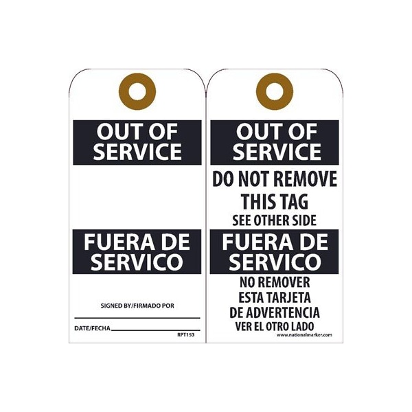 Nmc Out Of Service Bilingual Tag, Pk25 - RPT153G