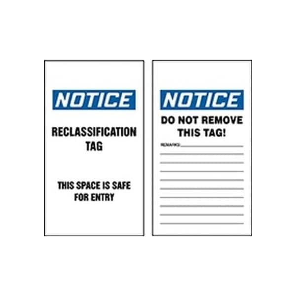 Accuform Safety Tags, NOTICE THIS SPACE IS SAFE FOR ENTRY, 5.75in x 3.25in, PF-Cardstock, 25PK - TCS314CTP