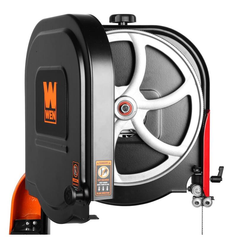 Si deseas usar la marca del producto en español, sería: Sierra de cinta industrial de 2 velocidades y doble voltaje de 1 HP de WEN de 14 pulgadas - BA1411.