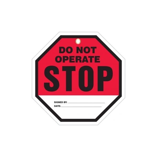 Accuform Octo-Tags, STOP DO NOT OPERATE, 8inx 8in, PF-Cardstock, 25PK - TAP844CTP