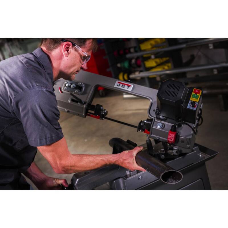 Si la marca del producto no se traduce, el título en español sería: Sierra de cinta horizontal de inglete variable Jet HBS-56MVS de 5 pulgadas x 6 pulgadas, 0.5 HP, 115 voltios - 414558.