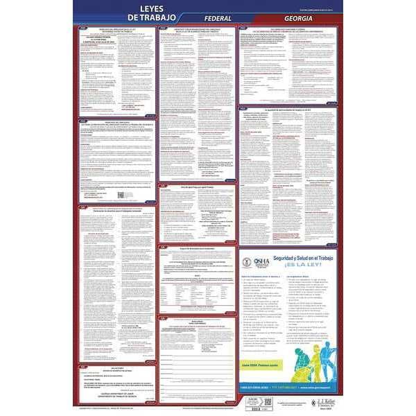 Jj Keller Labor Law Poster, Fed/STA, GA, SP, 26inH, 3yr - 400-GA-3