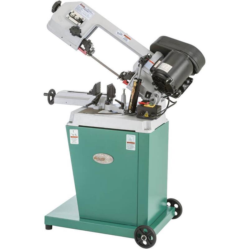 Sierra de cinta para corte de metal de 5 pulgadas x 6 pulgadas con cabeza giratoria - G9742 de Grizzly Industrial 1/2 HP