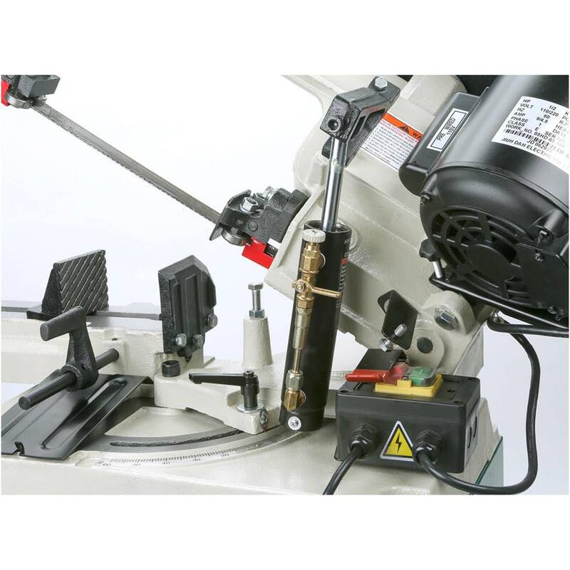 Sierra de cinta para corte de metal de 5 pulgadas x 6 pulgadas con cabeza giratoria - G9742 de Grizzly Industrial 1/2 HP