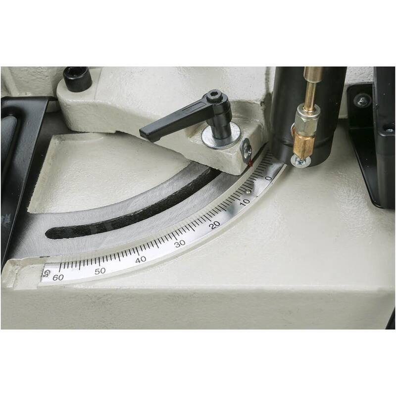 Sierra de cinta para corte de metal de 5 pulgadas x 6 pulgadas con cabeza giratoria - G9742 de Grizzly Industrial 1/2 HP