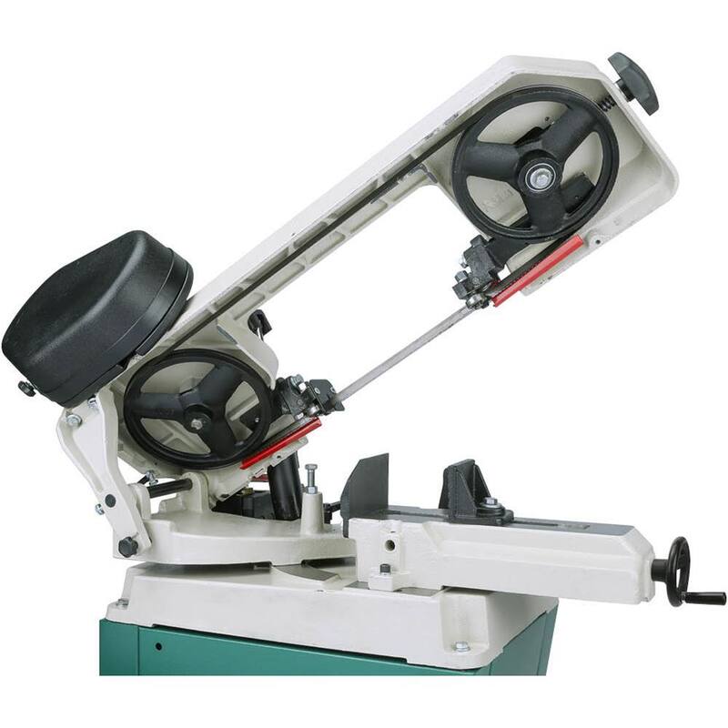 Sierra de cinta para corte de metal de 5 pulgadas x 6 pulgadas con cabeza giratoria - G9742 de Grizzly Industrial 1/2 HP