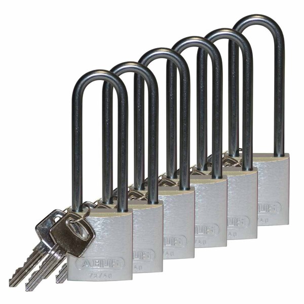 Brady Standard Key Retain Lockout Aluminum Padlock 3in Aluminum Shackle KD Silver 6PK - 123292