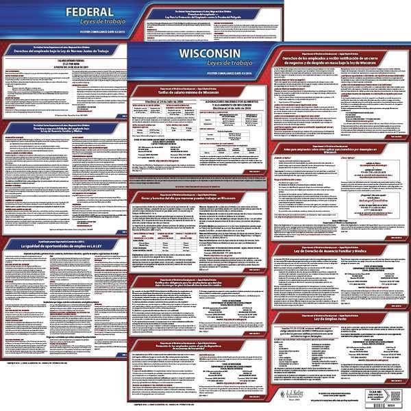 Jj Keller Labor Law Poster, Fed/STA, WI, SP, 20inH, 3yr - 200-WI-3